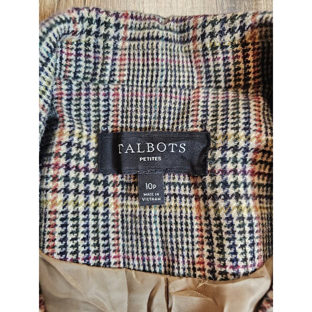 Talbots Herringbone Classic Wool Blend Blazer Women's 10P Elbow Patches Preppy - Picture 5 of 7